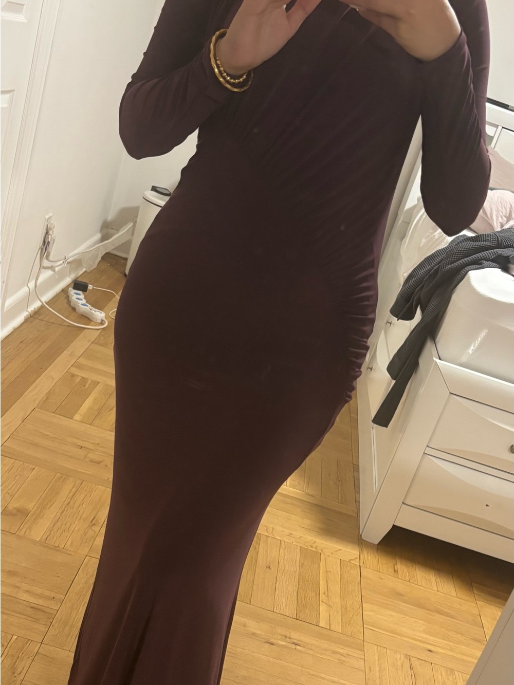 Express Long Sleeve Maxi Dress in Plum